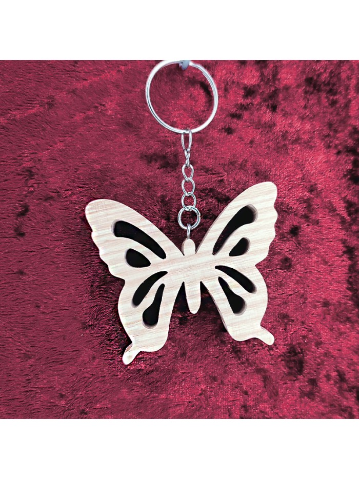 Porte Clés bois d'un papillons
