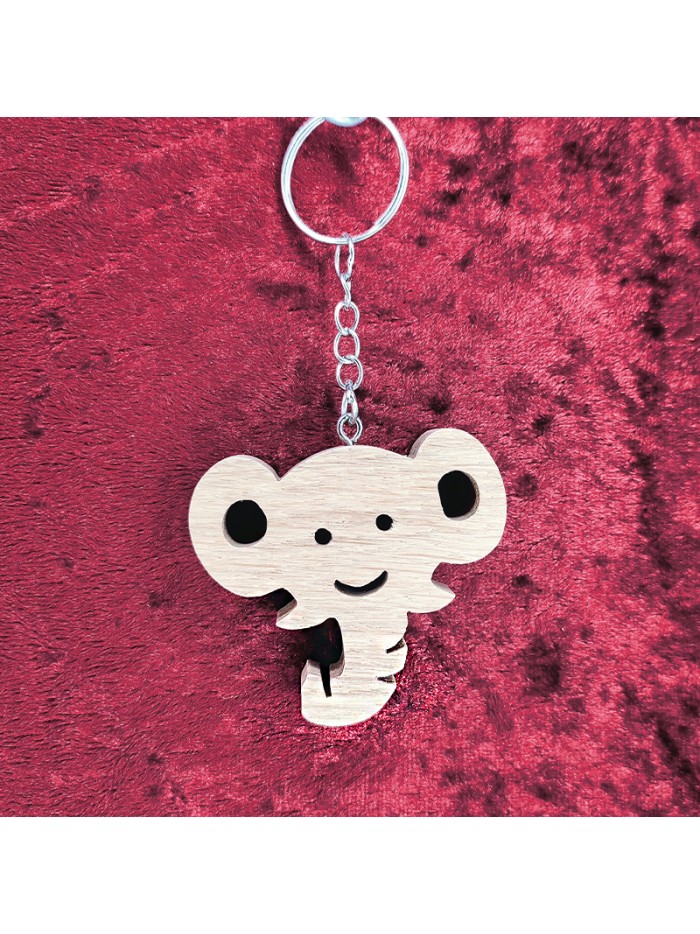Porte Clés bois d'une tête d'éléphant
