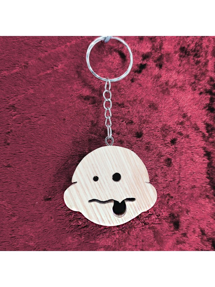 Porte Clés bois d'une tête de fou