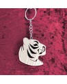 porte clés bois d'une tête de tigre