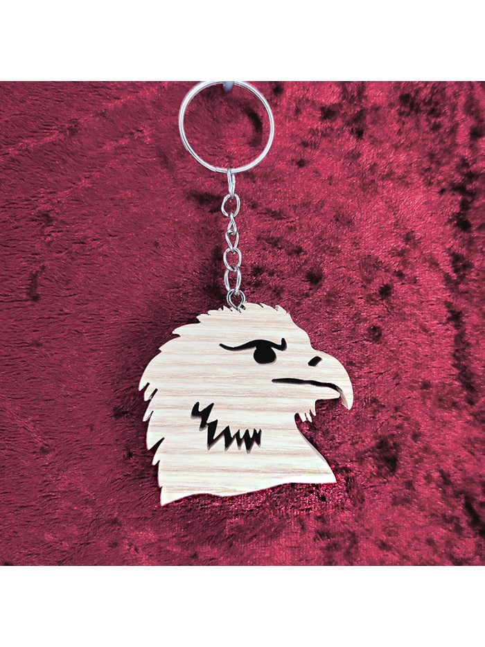 porte clés bois d'une tète d'aigle