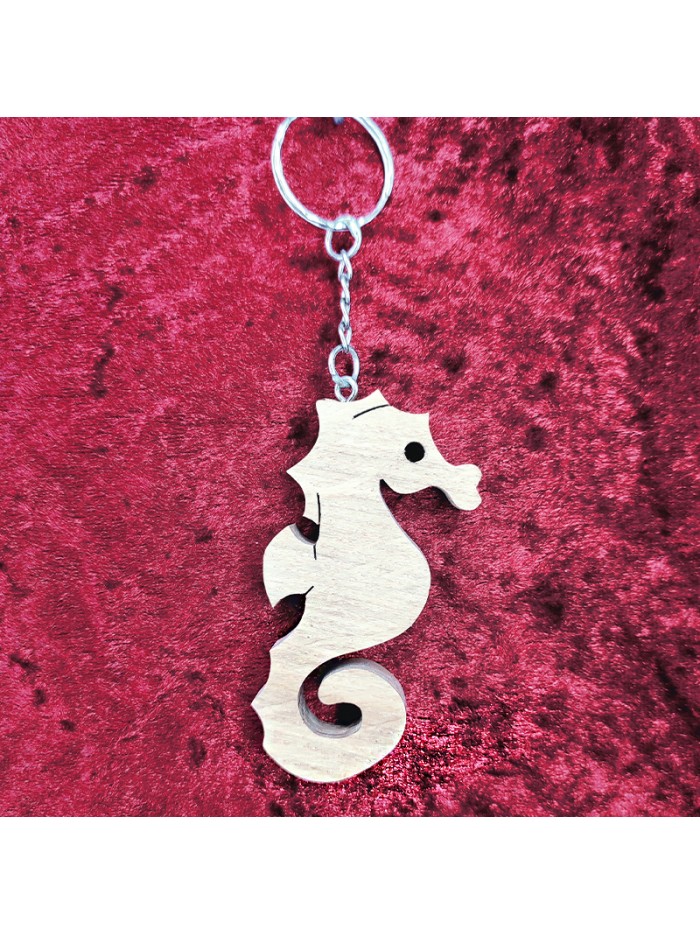 Porte clés bois d'un hippocampe