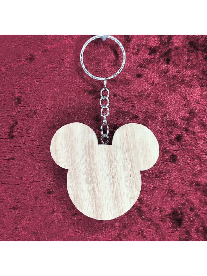 Porte-Clés bois de la tète d'une souris garçon célèbre
