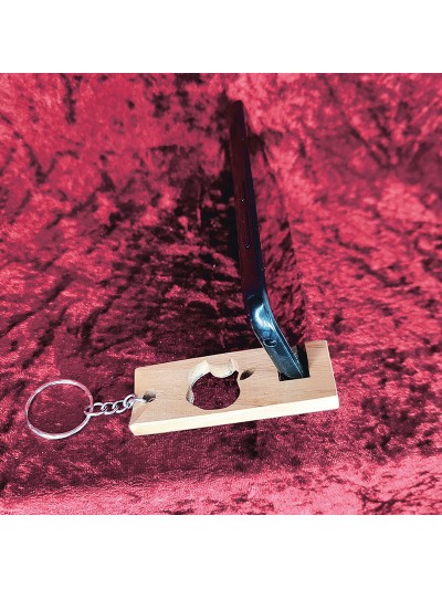 Porte clés bois d'un support smartphone avec une pomme