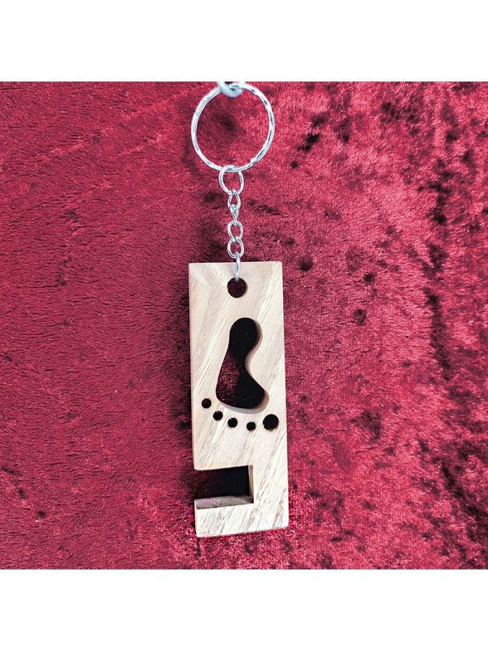 Porte Clés Bois D'un Support Smartphone Avec un pieds
