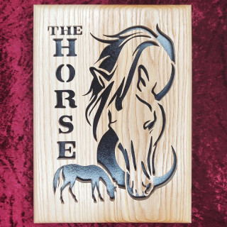 Tableau en bois noble "The horse", silhouette avec la tête du cheval