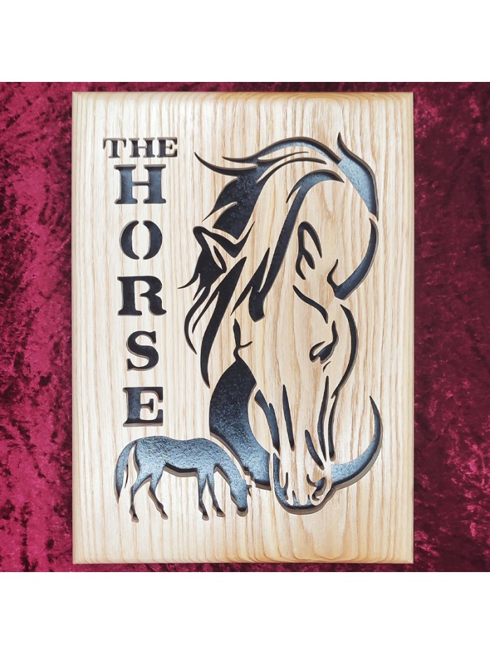 Tableau bois avec des chevaux "The horse"