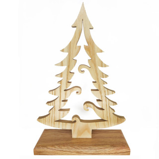 Superbe sapin de noël avec une forme originale en frêne et chêne