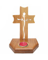 Bougeoir bois croix religieuse