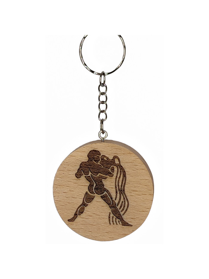 Porte clés signe astrologique Verseau en Hêtre