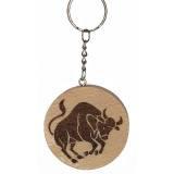 Porte Clés Signe Astrologique Taureau En Hêtre