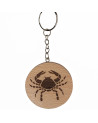 Porte clés signe astrologique Cancer en Hêtre