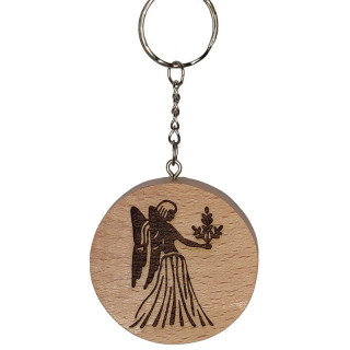 Voici un joli porte-clés du signe astrologique Vierge en hêtre