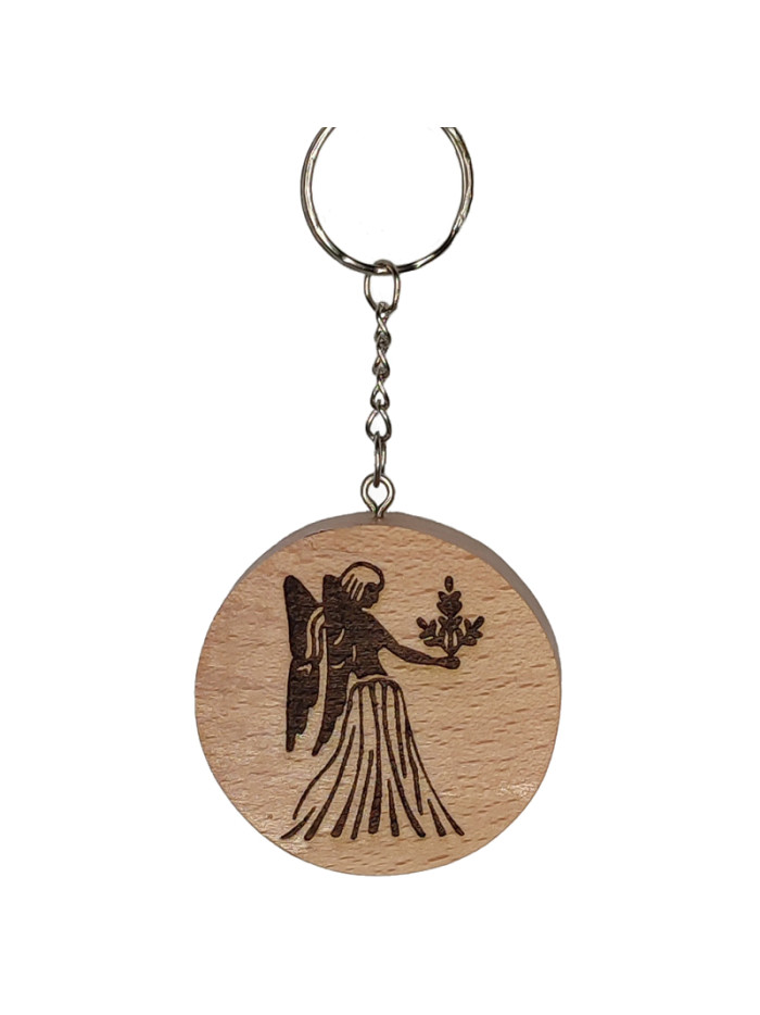Porte clés signe astrologique Vierge en Hêtre