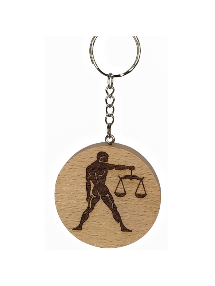Porte clés signe astrologique Balance en Hêtre