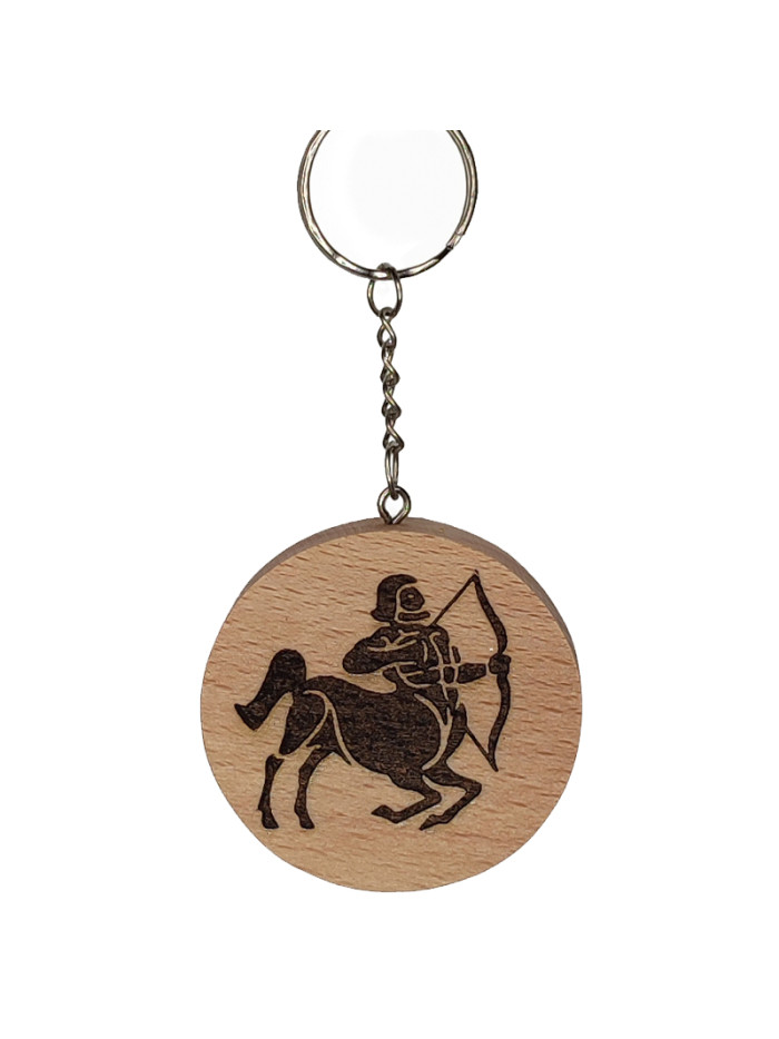 Porte clés signe astrologique Sagittaire en Hêtre