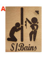 Plaque de porte salle de bains humoristique en bois