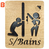 Plaque de porte salle de bains humoristique en bois
