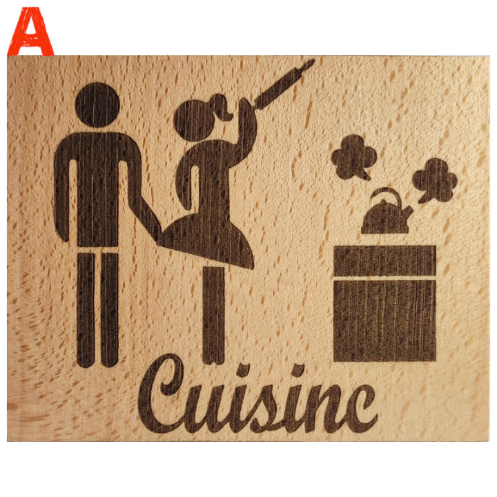 Voici une plaque de porte humoristique pour  la cuisine