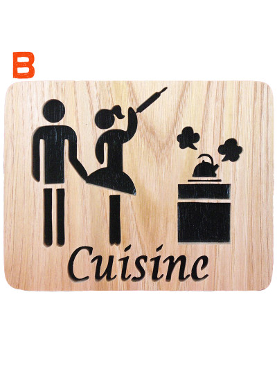 Plaque de porte cuisine humoristique en bois