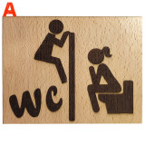 Plaque de porte WC humoristique en bois