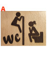 Plaque de porte WC humoristique en bois