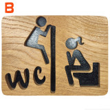 Plaque de porte WC humoristique en bois