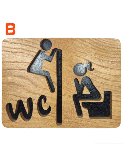 Plaque de porte WC humoristique en bois