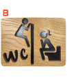 Plaque de porte WC humoristique en bois