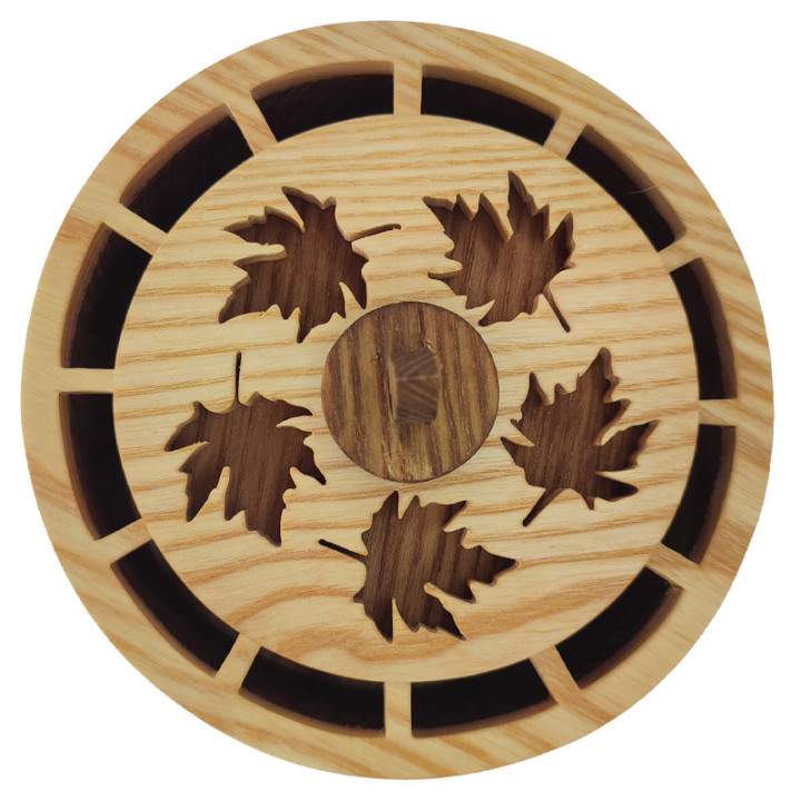 Superbe boîte de pot pourrie feuille d'érable en frêne et chêne