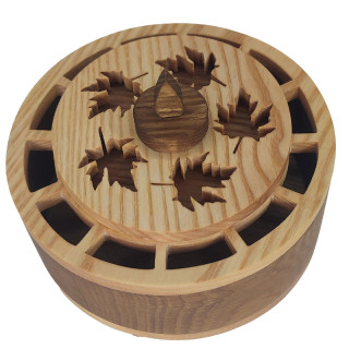 Superbe boîte de pot pourrie feuille d'érable en frêne et chêne