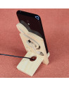 Station d'accueil en bois pour smartphone avec une grande clé de sol