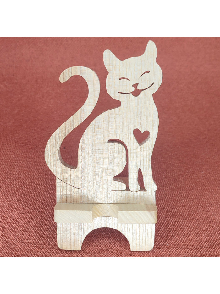 Station D'accueil en bois Pour Smartphone avec un chat