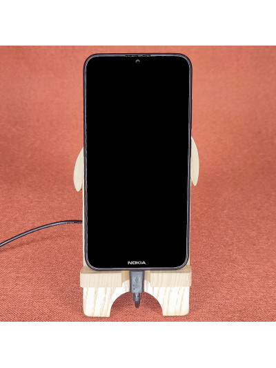 Station D'accueil en bois Pour Smartphone avec tortue et une fleur d'hibiscus