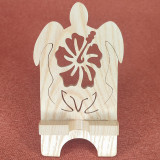 Station D'accueil en bois Pour Smartphone avec tortue et une fleur d'hibiscus