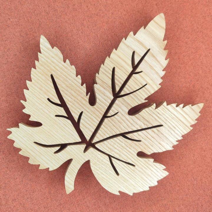dessous de table d'une magnifique feuille d'érable en chêne