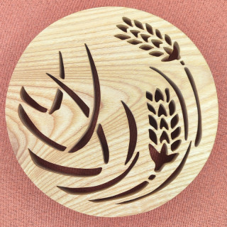 Magnifique dessous de plat orné d’épis de blés en bois noble