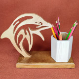 Pot à Crayons en bois d'un dauphin