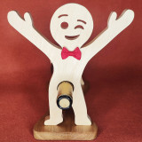 Porte bouteille bonhomme humoristique en bois