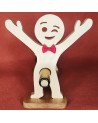 Voici un superbe porte bouteille bonhomme humoristique en bois noble