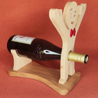 Voici un superbe porte bouteille bonhomme humoristique en bois noble