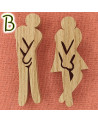 Personnage humoristique de porte WC en bois