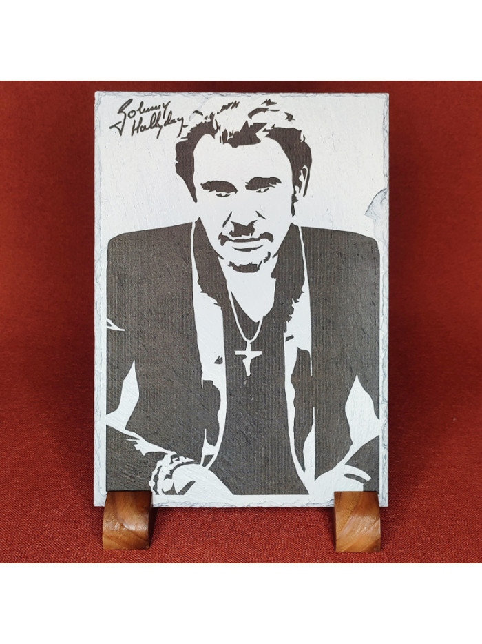 Gravure sur ardoise de Johnny Hallyday