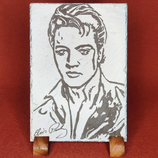 Gravure sur ardoise de la célébrité d'Elvis Presley  avec la signature