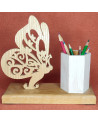 Pot à Crayons en bois d'un papillon
