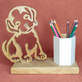 Pot à Crayons en bois d'un chiot
