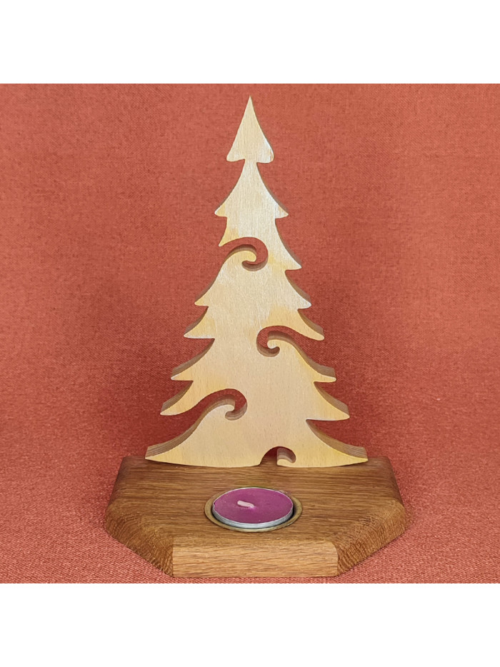 bougeoir bois sapin de noël