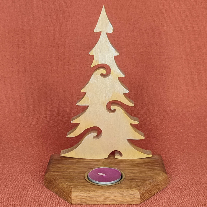 bougeoir bois sapin de noël