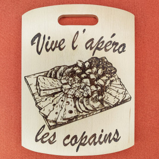 magnifique planche " vive l'apéro " personnalisable en hêtre
