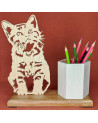 Pot à Crayons en bois D'un Chaton